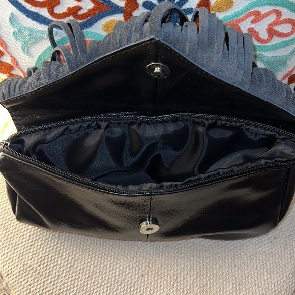 🌵NEW Black Leather Fringed Concho Clutch Gorgeous! - Picture 5 of 10
